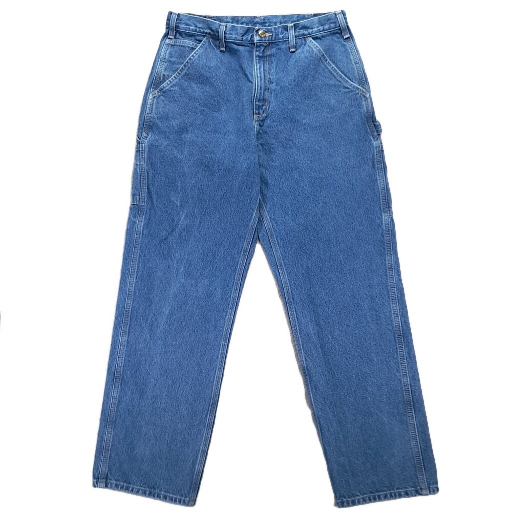 Carhartt Carpenter Jean Men 33x32, Tag 34x32 B237 DST Blue Denim Dungaree Work